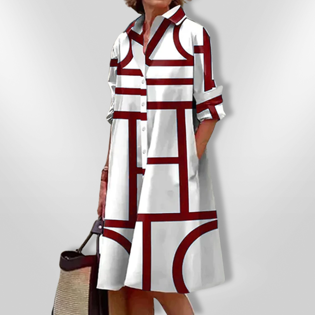 Elisa – Graphic Grid Shirt Dress