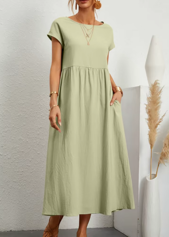 Margherita – Casual Cap Sleeve Cotton Maxi Dress for Women