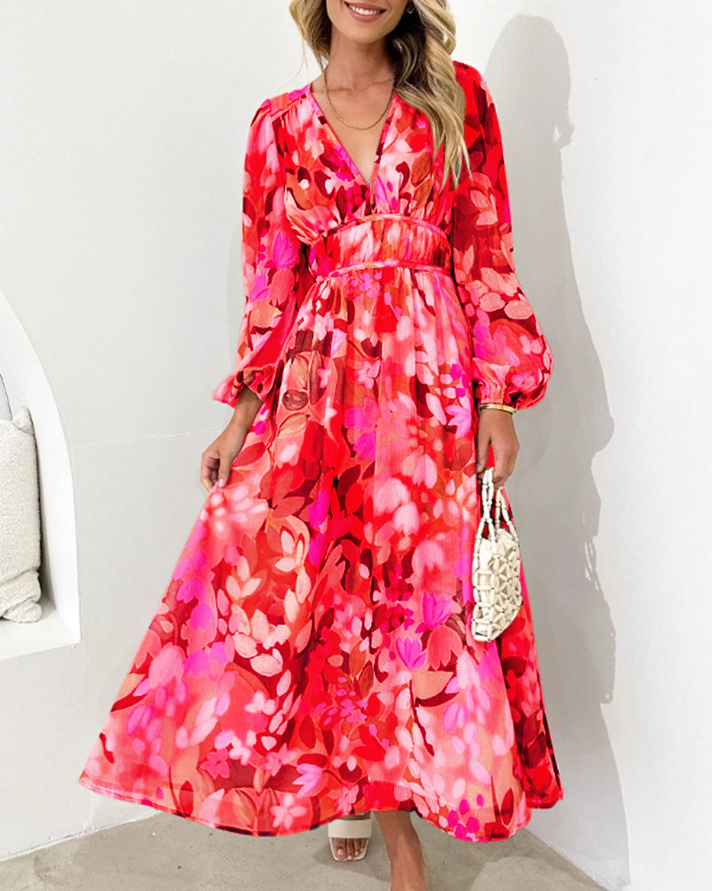 Marivelle – Floral Flare Chiffon Maxi Dress