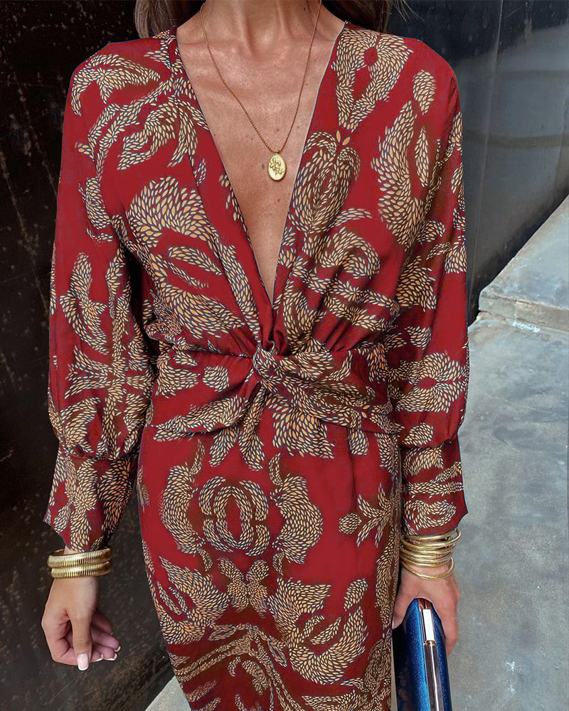 Mirevra – Boho Luxe Twist-Front Maxi Dress for Women