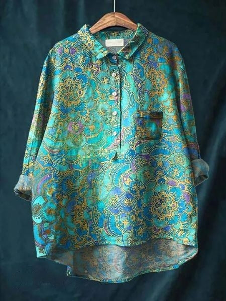 Violae – Artistic Bloom Button-Up Blouse