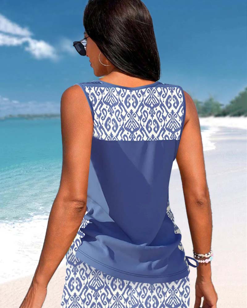 Coral – Boho Breeze Tank & Shorts Set for Women