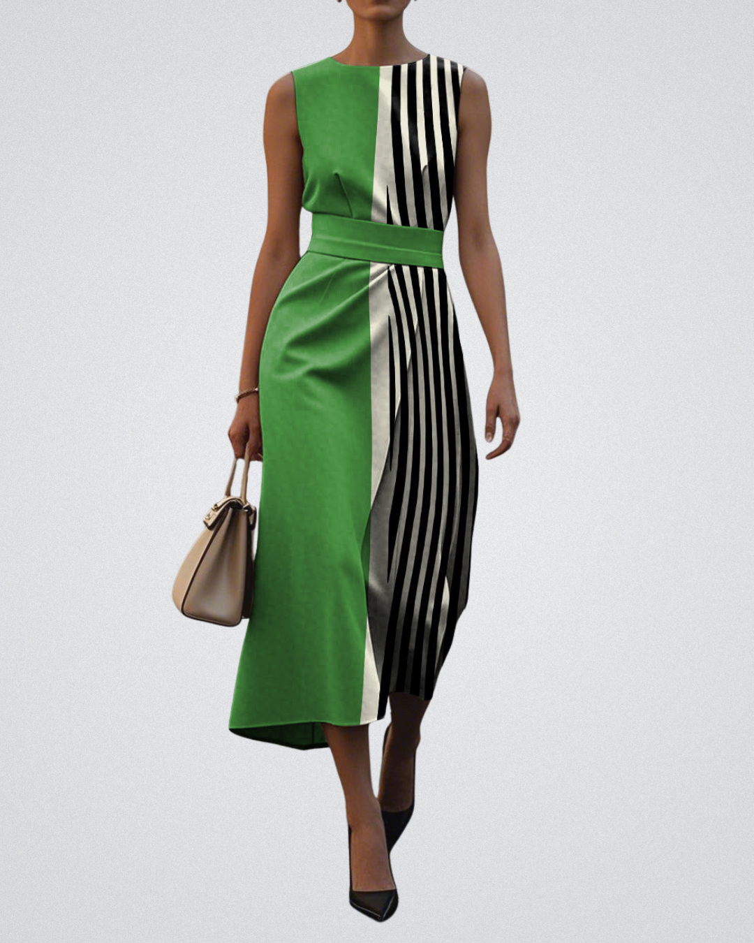 Andrea – Sculpted Sleeveless Asymmetric Midi Dress for Women