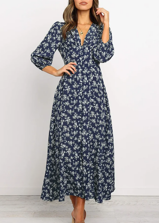 Izzy – Floral Long Sleeve Boho Maxi Dress for Women