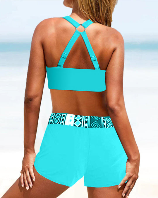 Diamond – Tribal-Chic Two-Piece Tankini Set for Active Summer Days