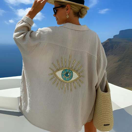 Avenza – Mystic Eye Embroidered Cover-Up Shirt