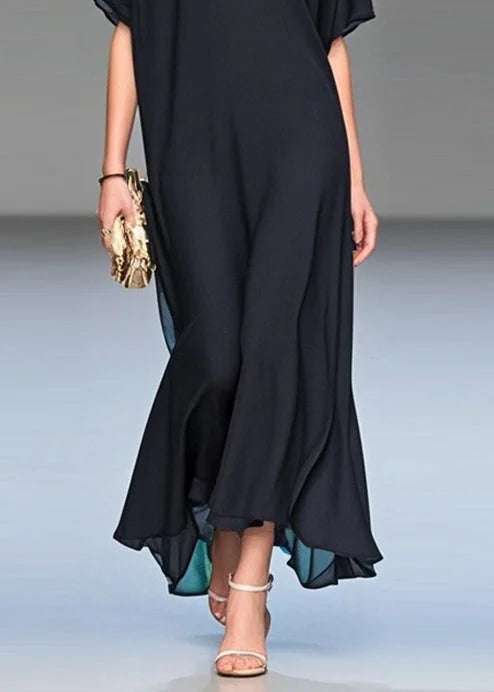 Airi – Deep V Ruffle Hem Midi Dress