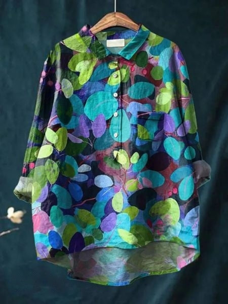 Violae – Artistic Bloom Button-Up Blouse