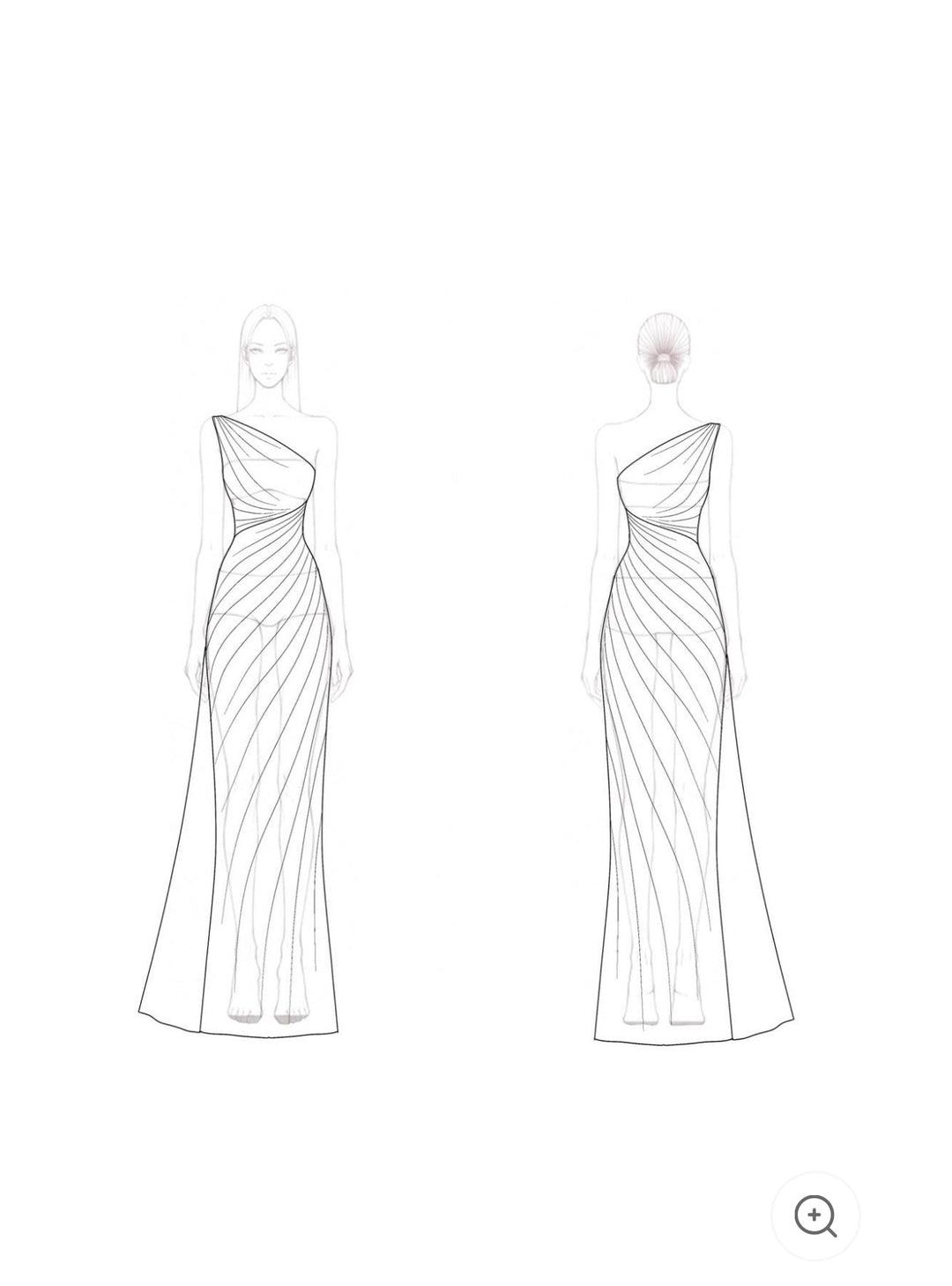 Helvi – One-Shoulder Metallic Draped Evening Gown