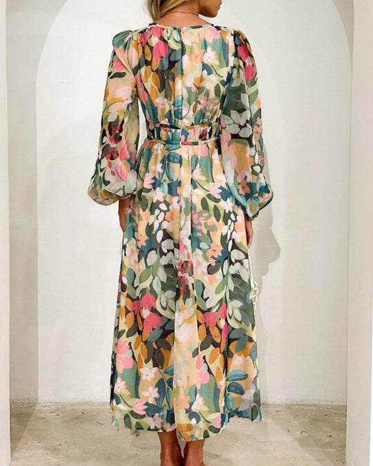 Marivelle – Floral Flare Chiffon Maxi Dress