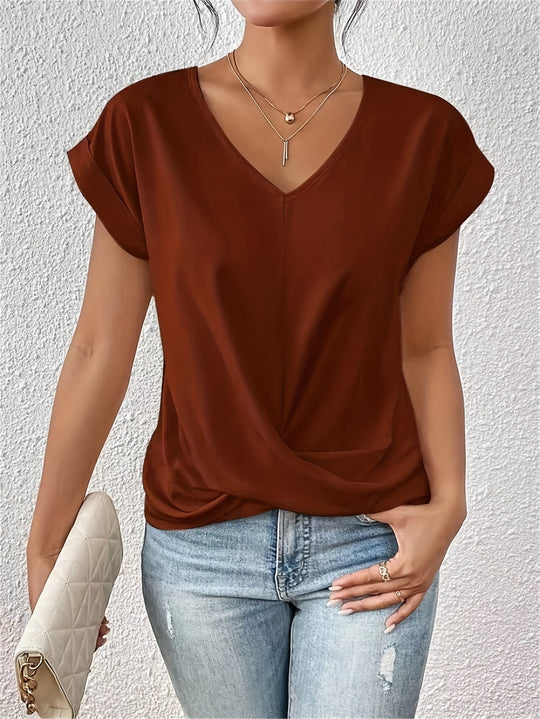 Ember – Soft Drape Twist Tee for Women