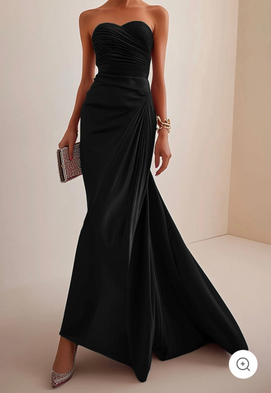 Eija – Satin Strapless Sculpted Gown