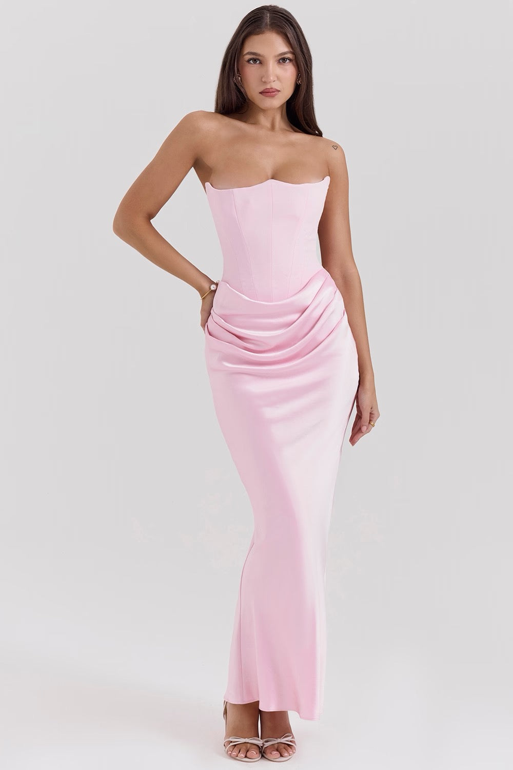 Marika – Strapless Satin Bodycon Dress for Women