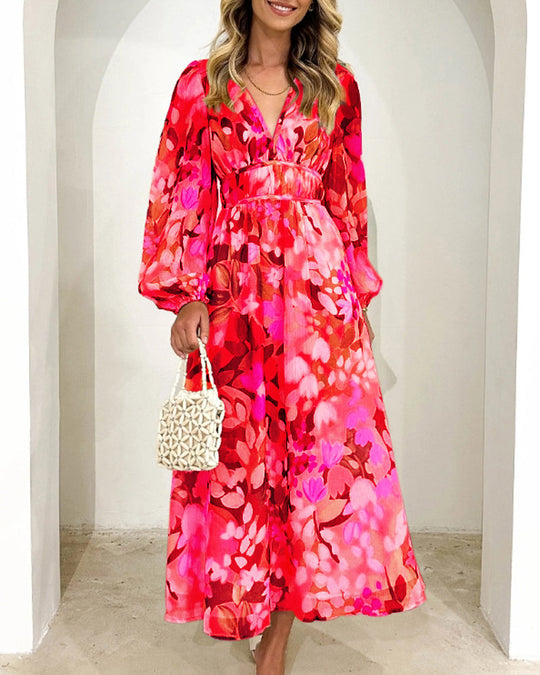 Marivelle – Floral Flare Chiffon Maxi Dress