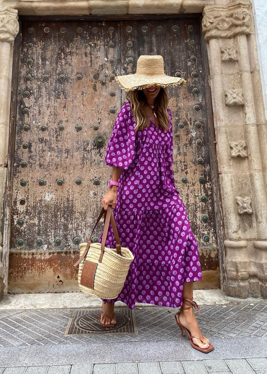 Cree – Printed Boho Midi Dress for Women