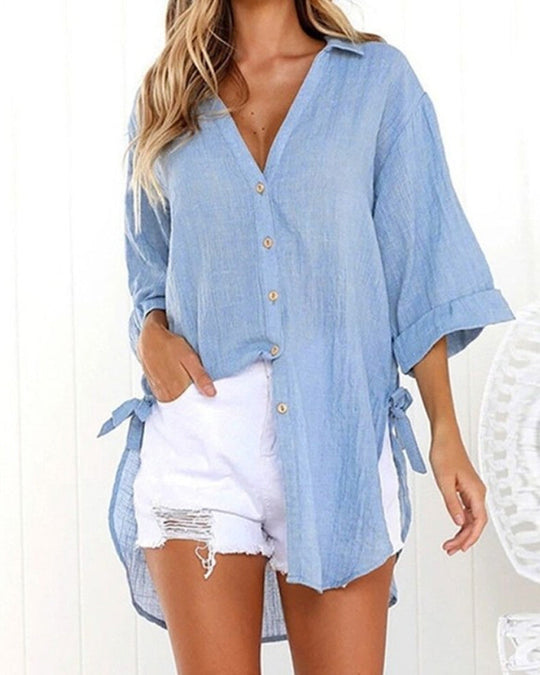Mairead – Coastal Linen Button-Down Shirt