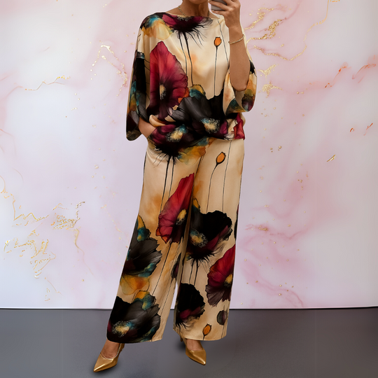 Jeacebelle – Satin Printed Lounge Set for Women
