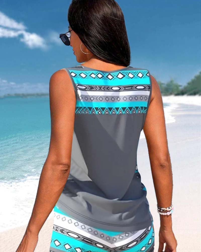 Coral – Boho Breeze Tank & Shorts Set for Women