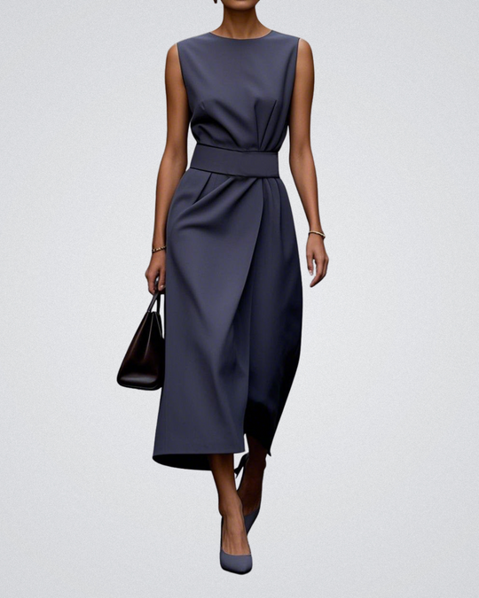 Andrea – Sculpted Sleeveless Asymmetric Midi Dress for Women