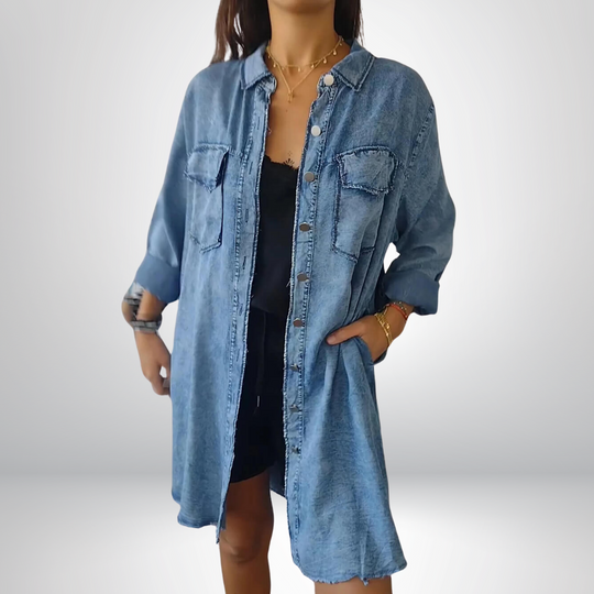 Denvira – Longline Denim Shirt Dress for Women