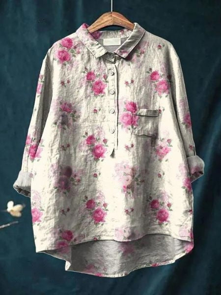 Violae – Artistic Bloom Button-Up Blouse