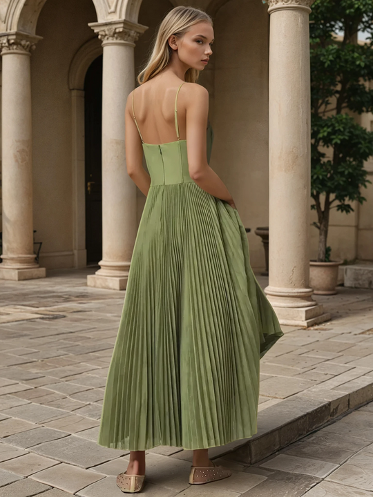 Verelith – Corset-Pleated Midi Dress for Women