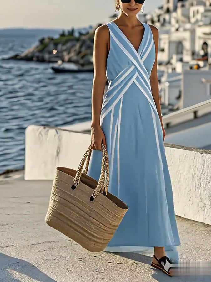 Hilja – Coastal Stripe Sleeveless Maxi Dress