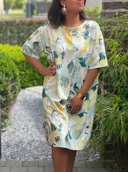 Elaina – Tropical Breeze T-Shirt Dress Yellow for Women