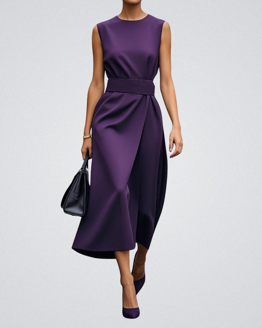 Andrea – Sculpted Sleeveless Asymmetric Midi Dress for Women