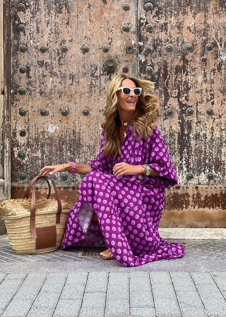Cree – Printed Boho Midi Dress for Women