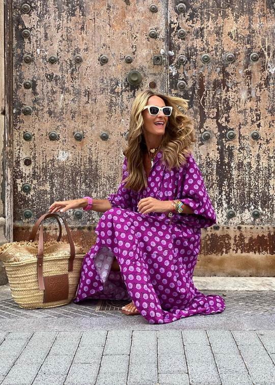 Cree – Printed Boho Midi Dress for Women