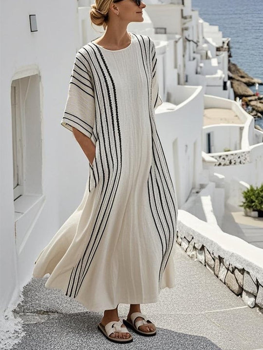 Kaisa – Boho Striped Kaftan Dress for Women