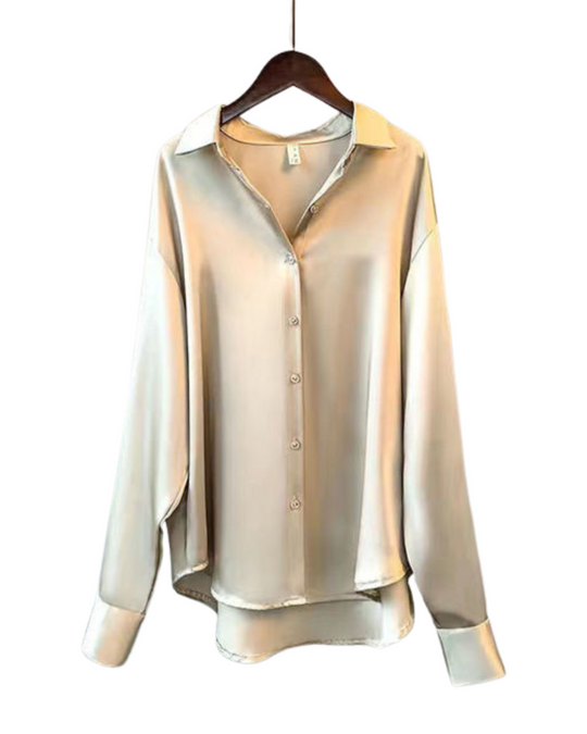 Marguerite – Luxe Satin Button-Up Shirt for Women