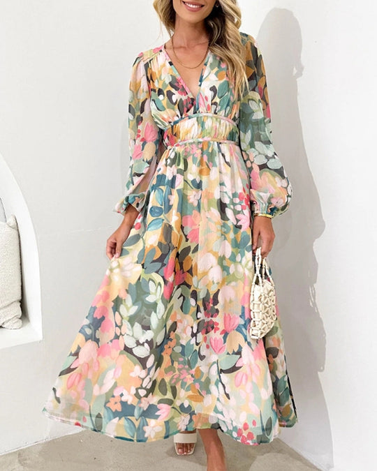Marivelle – Floral Flare Chiffon Maxi Dress