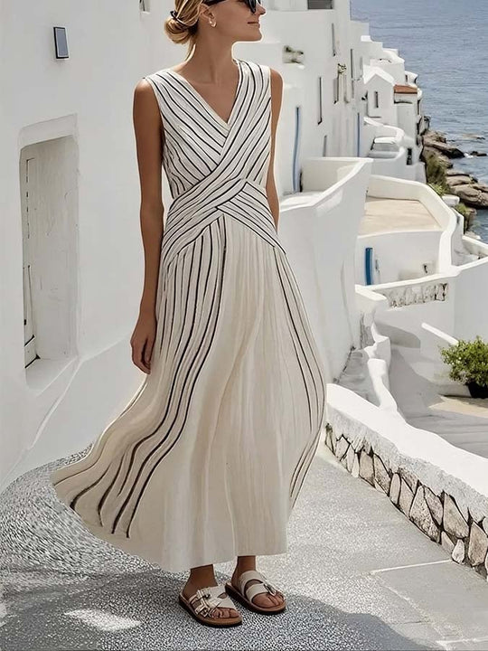 Hilma – Striped Linen Midi Dress