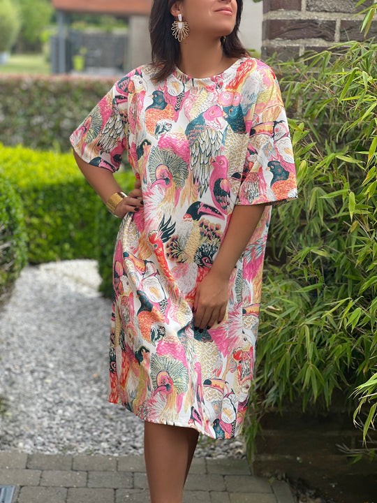 Elaina – Tropical Breeze T-Shirt Dress Pink for Women