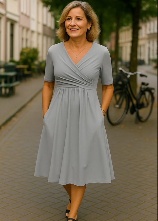 Abebech – Classic V-Neck Fit & Flare Dress for Women