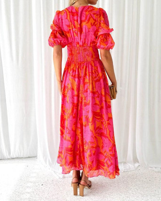 Solivetta – Flutter Sleeve Tropical Maxi Dress for Women