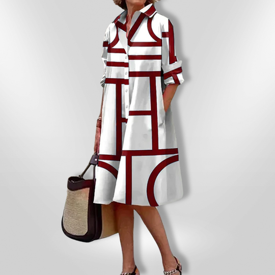 Elisa – Graphic Grid Shirt Dress
