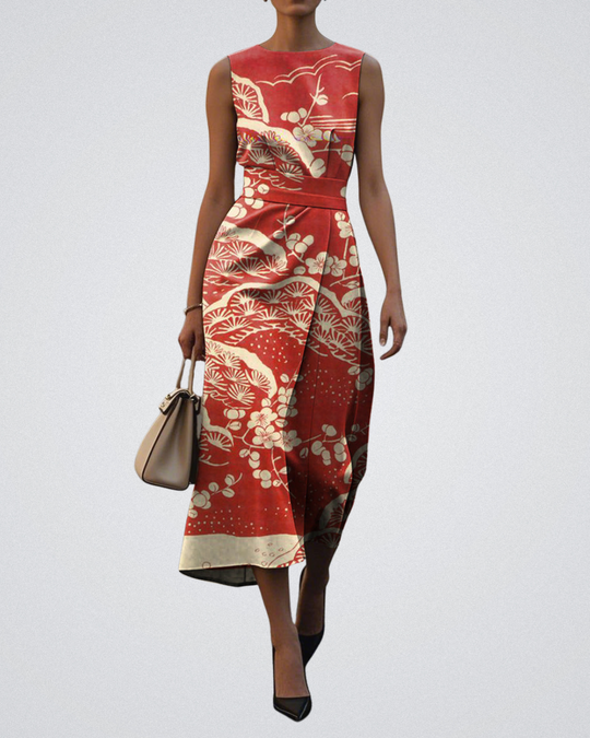 Andrea – Sculpted Sleeveless Asymmetric Midi Dress for Women