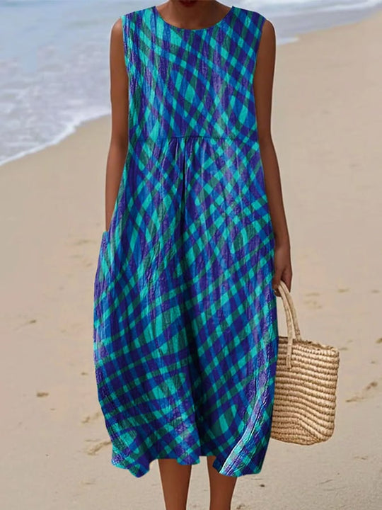 Jarmila – Sleeveless Coastal Check Dress