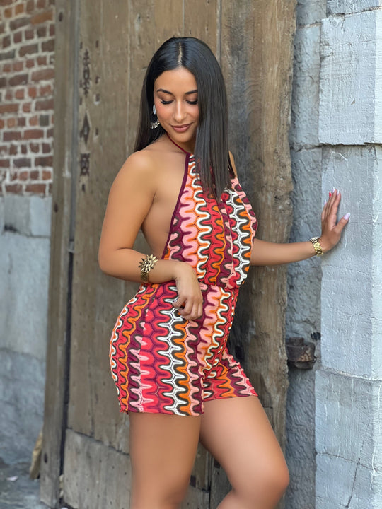 Selah – Knit Halter Romper Bordeaux for Women