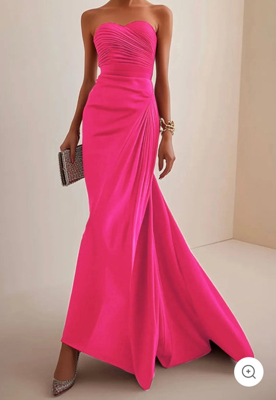 Eija – Satin Strapless Sculpted Gown