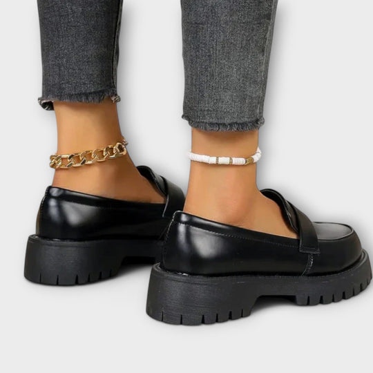 Khandi – Bold Black Platform Loafers for Women