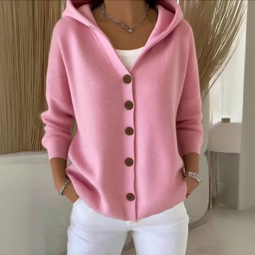 Althea – Button-Up Knit Hoodie for Women
