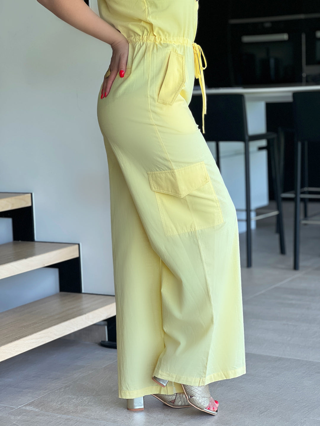 Luminae – Button-Front Summer Yellow Jumpsuit for Women