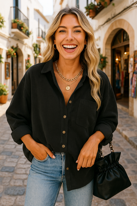 Eloura – Corduroy Button-Up Shirt for Women