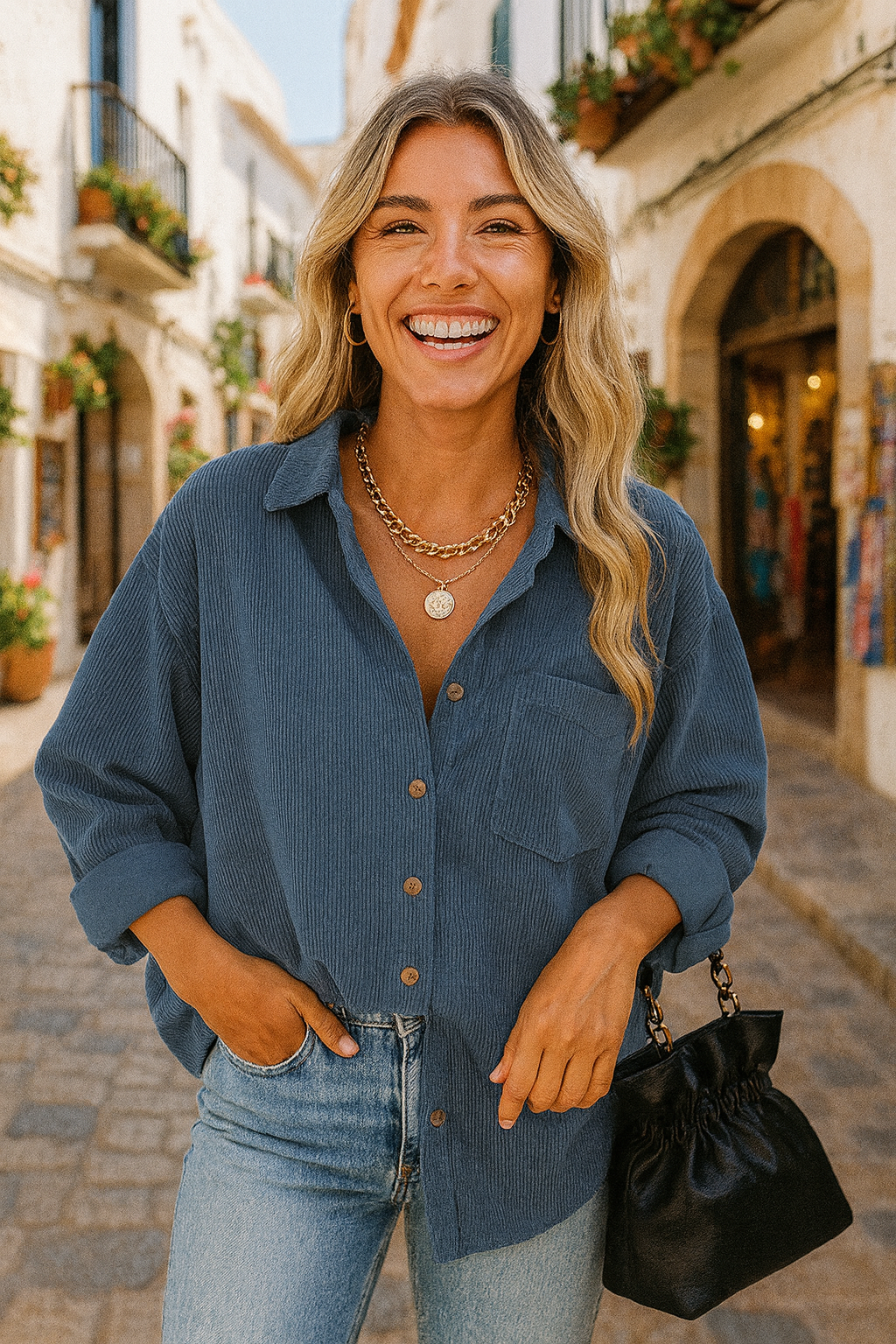 Eloura – Corduroy Button-Up Shirt for Women