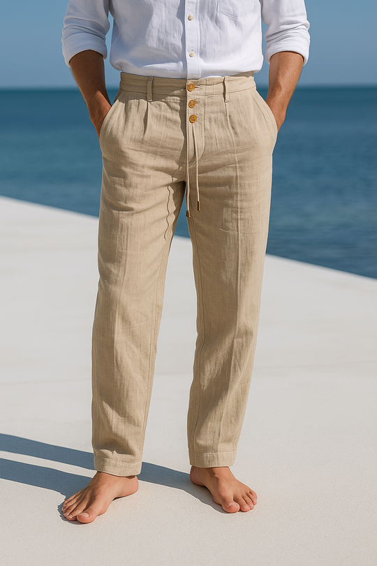 Bravino – Relaxed Linen Blend Trousers for Men
