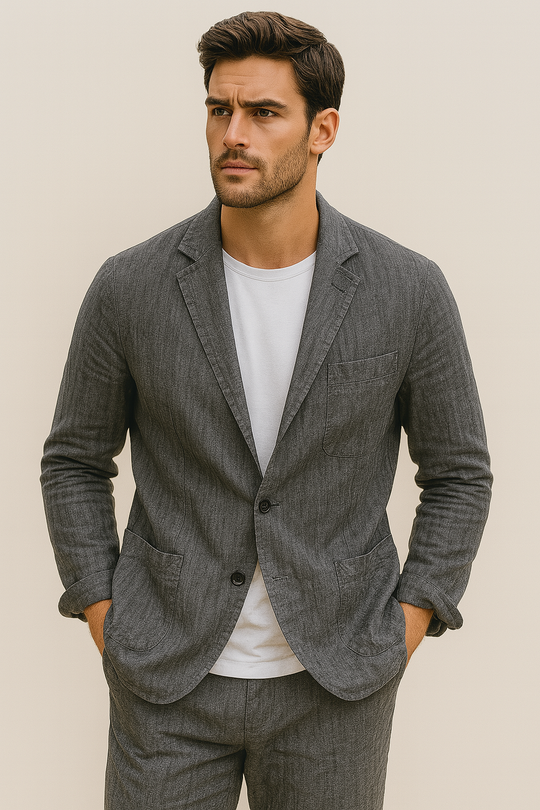 Warren – Gray Linen Casual Blazer for Men